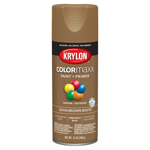 12 Oz Krylon K05559007 Brown Boots COLORmaxx Paint & Primer Spray Paint, Satin