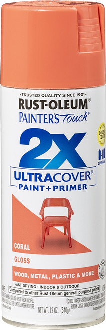 Rust-Oleum 334052 12oz Gloss Coral 2X Ultra Cover Painters Touch Spray Paint