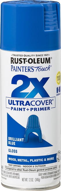 Rust-Oleum 334027 12oz Gloss Brilliant Blue 2X Ultra Cover Painters Touch Spray Paint