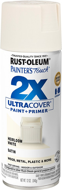 Rust-Oleum 334071 12oz Satin Heirloom White 2X Ultra Cover Painters Touch Spray Paint