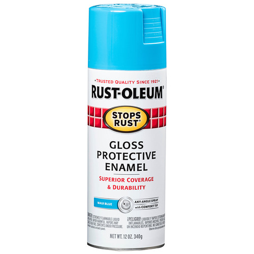 12 Oz Rust-Oleum 269292 Maui Blue Stops Rust Protective Enamel Spray Paint, Gloss - Case of 6