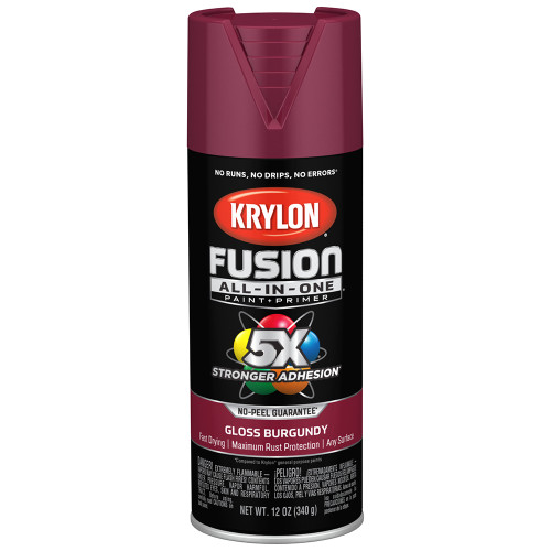 12 Oz Krylon K02704007 Burgundy Fusion All-In-One Paint & Primer Spray Paint, Gloss
