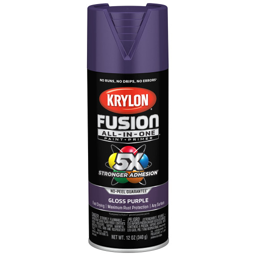 12 Oz Krylon K02719007 Purple Fusion All-In-One Paint & Primer Spray Paint, Gloss