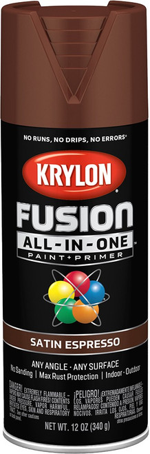 Krylon K02738007 12oz Satin Espresso Fusion All-In-One Spray Paint