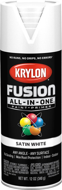 Krylon K02753007 12oz Satin White Fusion All-In-One Spray Paint