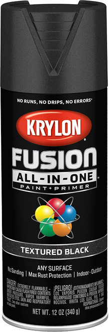 Krylon K02776007 12oz Textured Black Fusion All-In-One Spray Paint