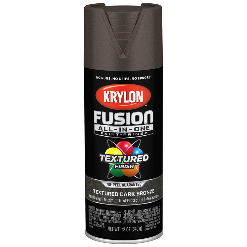 12 Oz Krylon K02778007 Dark Bronze Fusion All-In-One Paint & Primer Spray Paint, Textured