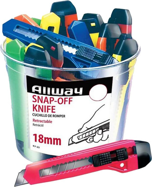 Allway K7-25 18mm 7-Point Snap Off Knife Labelled (25/bucket)