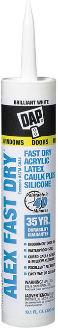 DAP 18425 10.1oz White Alex Fast Dry Acrylic Latex Caulk Plus Silicone