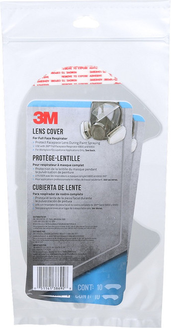 3M 6885P10-C Lens Cover for 6000 Series Full-Face Respirator (10pk)