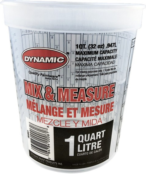 Dynamic 00061 Quart Disposable Mix and Measure Cup Plus Ratios