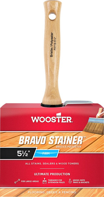Wooster F5119 5-1/2" Bravo Stainer Bristle Polyester Stain Brush