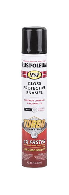 Rust-Oleum 334128 24 oz. Gloss Black Turbo Stops Rust Spray