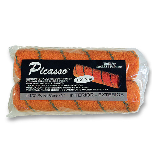 9" x 1/2" Nap Proform PIC-ROL-1/2-2PK Picasso Microfiber Roller Cover 2-Pack