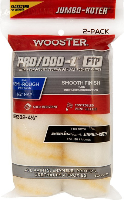 Wooster RR382 4-1/2" x 1/2" Pro/Doo-Z FTP Closed-End Jumbo-Koter Mini Roller (2pk)