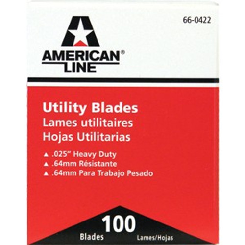 American Line 66-0422 HD 2-Notch Utility Knife Blades w/Dispenser Box (100pk)