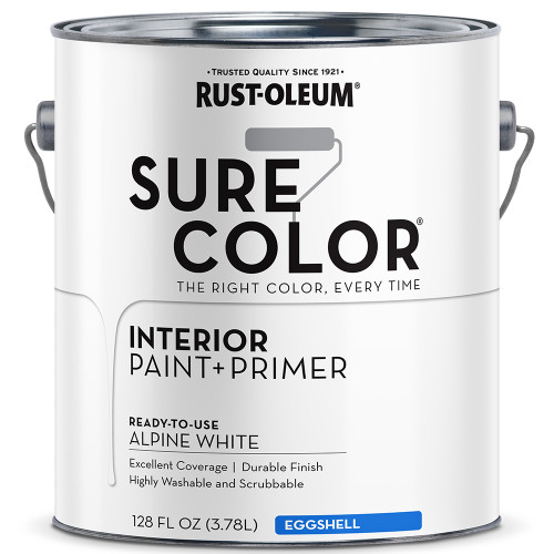 1 Gal Rust-Oleum 380219 Alpine White Sure Color Interior Paint + Primer, Eggshell