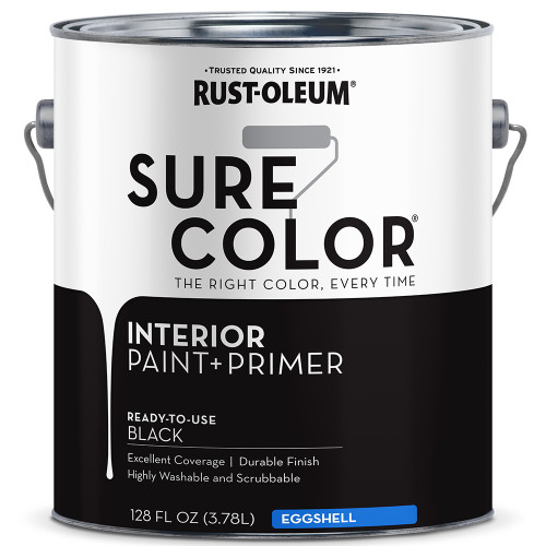 1 Gal Rust-Oleum 380218 Black Sure Color Interior Paint + Primer, Eggshell