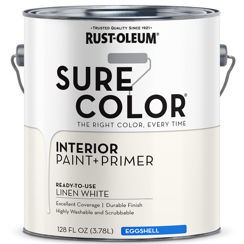 1 Gal Rust-Oleum 380220 Linen White Sure Color Interior Paint + Primer, Eggshell