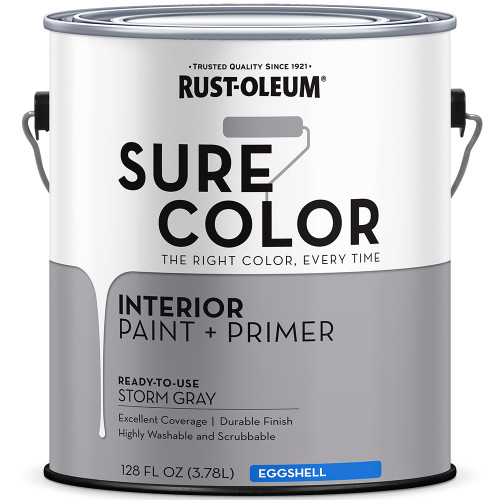 1 Gal Rust-Oleum 380224 Storm Gray Sure Color Interior Paint + Primer, Eggshell