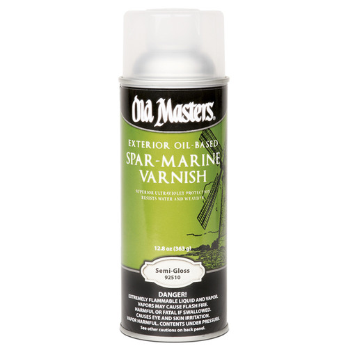 12 Oz Old Masters 92510 Clear Spar-Marine Varnish Oil-Based Exterior Spray Coating, Semi-Gloss