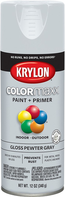 Krylon K05531007 12oz Gloss Pewter Gray COLORmaxx Spray Paint