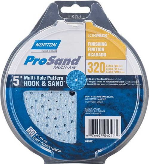 Norton 04041 5" P320B ProSand Multi-Air Cyclonic Paper H&L Vac Disc 50pk
