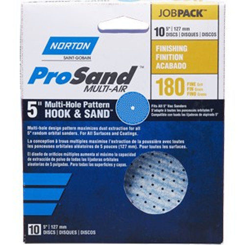 Norton 03219 5" P180B ProSand Multi-Air Cyclonic Paper H&L Vac Disc (10pk)