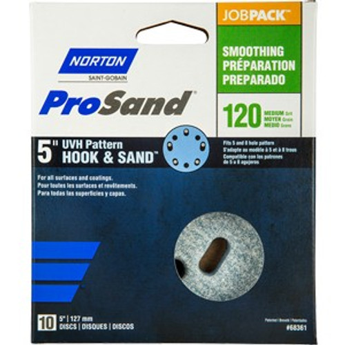 Norton 68361 5" 5 & 8 Hole P120C ProSand Paper H&L UVH Disc (10pk)