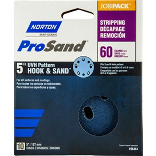 Norton 68364 5" 5 & 8 Hole P60 ProSand Paper H&L UVH Disc (10pk)