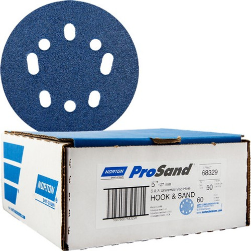 Norton 68329 5" 5 & 8 Hole P60 ProSand Paper H&L UVH Disc (50pk)