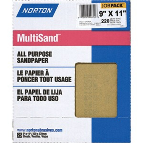 Norton 00354 9" x 11" 220A MultiSand Paper Sheets UPC (25pk)