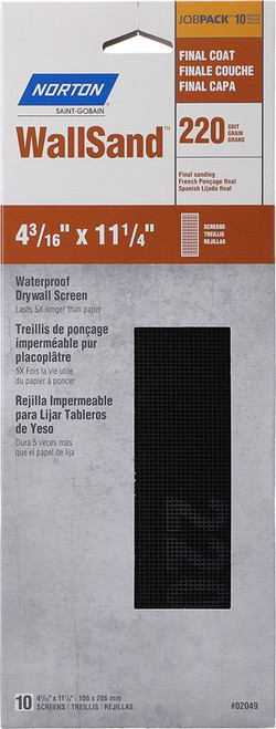 Norton 21763 4-3/16" x 11-1/4" 220 WallSand Drywall Screens (10pk)