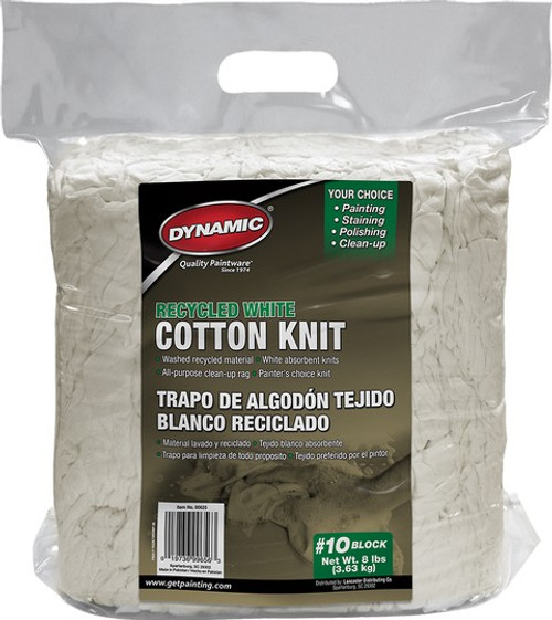 Dynamic 00625 #10 8Lb Block Recycled White Cotton Knit Wiping Cloth