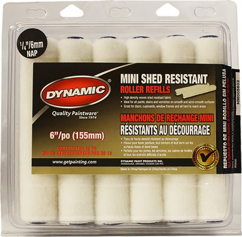 Dynamic 05602 6" x 1/4" (150mm x 6mm) Shed Resistant Mini Roller 12Pk