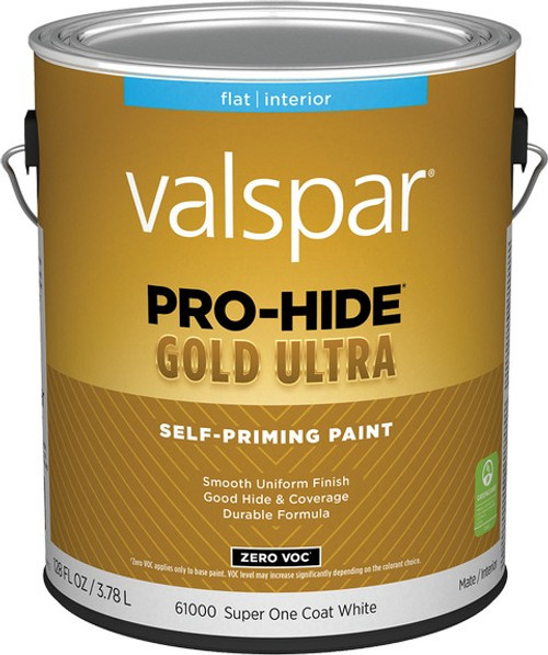 Valspar 61000.007 1gal Flat Finish Super One Coat White Pro-Hide Gold Ultra Interior Paint