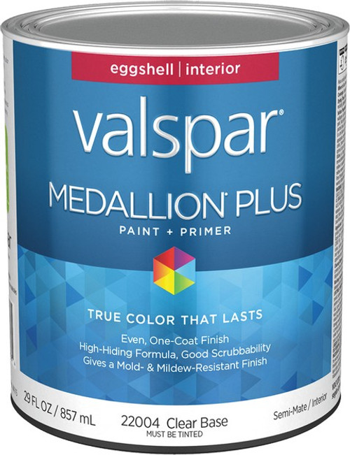 Valspar 22004.005 qt Eggshell Finish Clear Base Medallion Plus Interior Paint & Primer