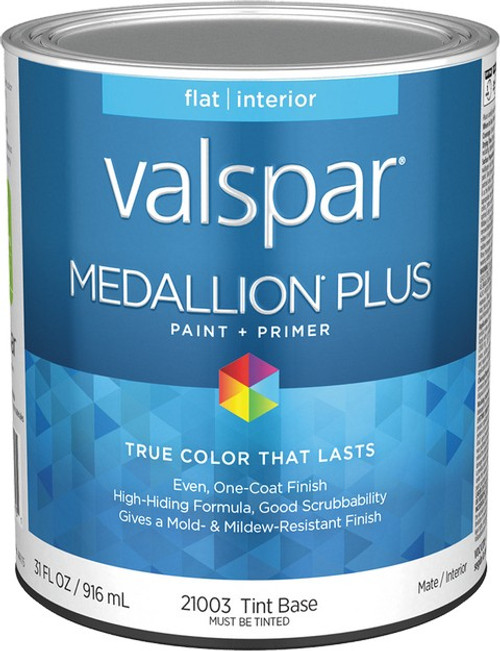 Valspar 21003.005 qt Flat Finish Tint Base Medallion Plus Interior Paint & Primer