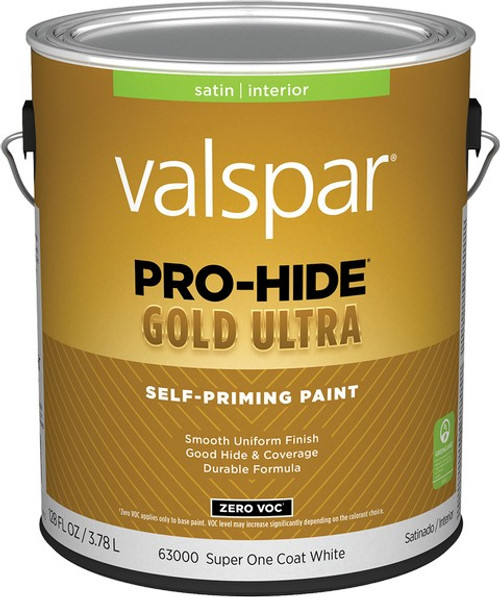 Valspar 63000.007 1gal Satin Finish Super One Coat White Pro-Hide Gold Ultra Interior Paint