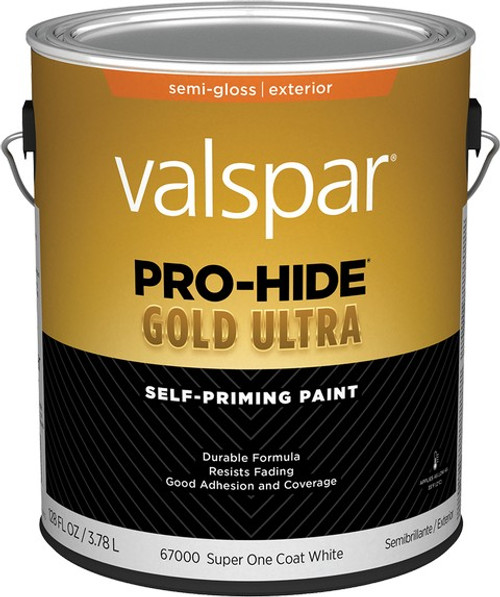 Valspar 67000.007 1gal Semi-Gloss Finish Super One Coat White Pro-Hide Gold Ultra Exterior Paint