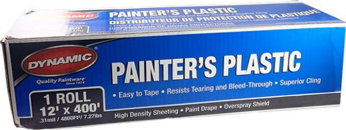 Dynamic 00039 12' x 400' (3.66m x 122m) .31mil High Density Sheeting Painters Plastic