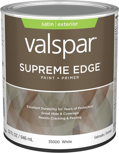 Valspar 35000.005 qt Satin Finish White Base Supreme Edge Exterior Paint & Primer