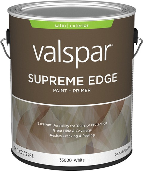 Valspar 35000.007 1gal Satin Finish White Base Supreme Edge Exterior Paint & Primer