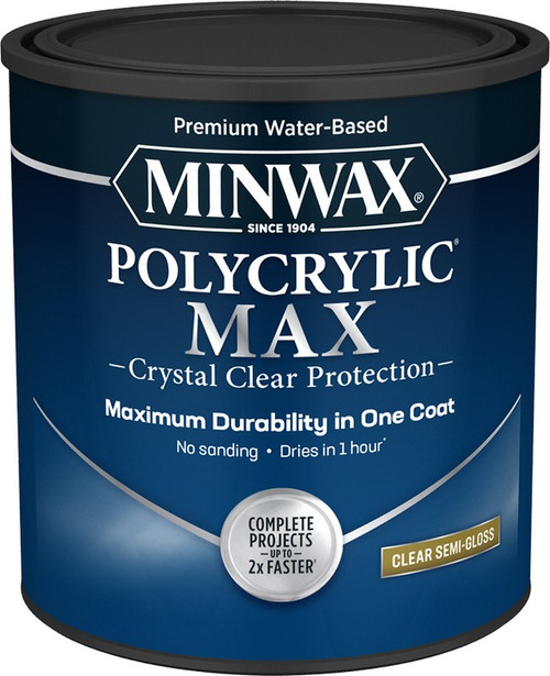 Minwax 622225555 qt Semi-Gloss Clear Polycrylic Max Water based Clear Finish