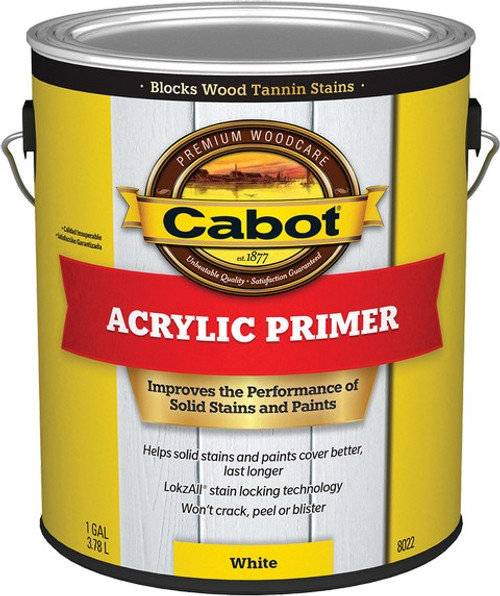 Cabot 8022 1gal White Problem Solver Acrylic Primer w/LokzAll Stain Locking Technology