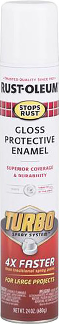 Rust-Oleum 334133 24oz Gloss White Turbo Stops Rust Spray Paint