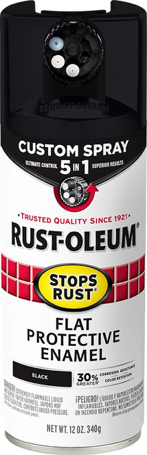 Rust-Oleum 376855 12oz Flat Black 5-in-1 Stops Rust Spray Paint - 6ct. Case