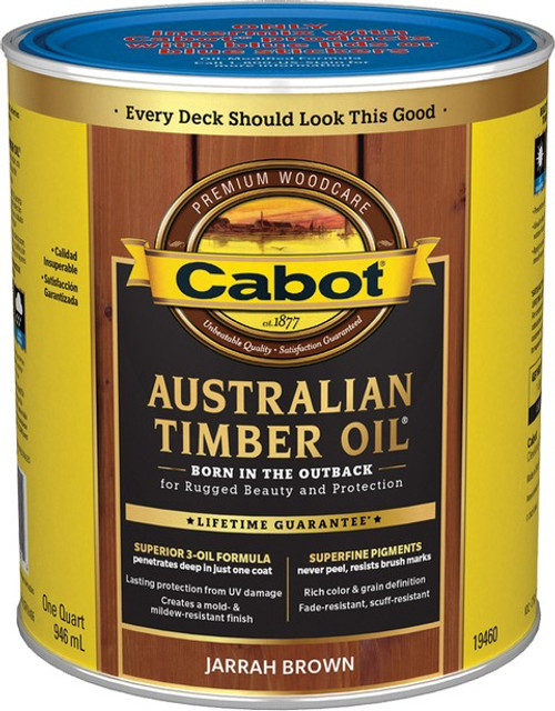 Cabot 19460 qt Jarrah Brown Australian Timber Oil Wood Finish