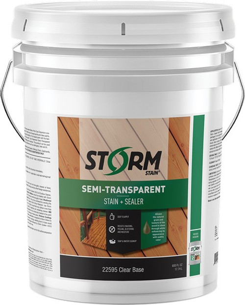 Storm 22595-5 5gal Semi-Transparent Stain & Sealer Dual Dispersion Clear Base 100 VOC