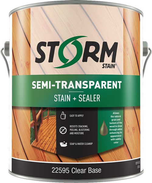 Storm 22595-1 1gal Semi-Transparent Stain & Sealer Dual Dispersion Clear Base 100 VOC